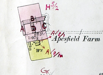 Apesfield Farm on the map accompanying the 1926 valuation